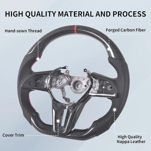 Real Carbon Fiber Steering Wheel for Nissan GTR 2017-2024 with Trim, D-shaped Flat-bottom Perforated Leather Grip in Saudi Arabia