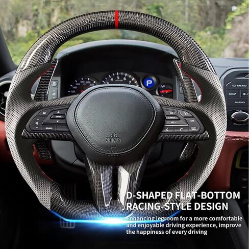 Real Carbon Fiber Steering Wheel for Nissan GTR 2017-2024 with Trim, D-shaped Flat-bottom Perforated Leather Grip in Saudi Arabia