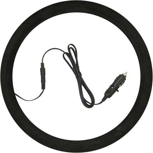 ZJchao Auto Heated Steering Wheel Cover, 90 S Quickly Heating to 100-120℉ Universal Size for Most Cars Trucks SUVs with Spiral Cable Design Suede Fabric, Diameter 38cm/14.96in in Saudi Arabia