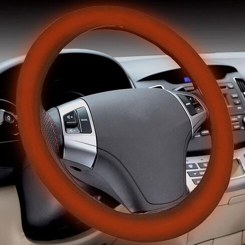 ZJchao Auto Heated Steering Wheel Cover, 90 S Quickly Heating to 100-120℉ Universal Size for Most Cars Trucks SUVs with Spiral Cable Design Suede Fabric, Diameter 38cm/14.96in in Saudi Arabia
