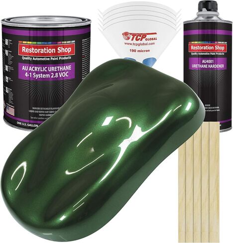 Restoration Shop - British Racing Green Metallic Acrylic Urethane Auto Paint - Complete Gallon Paint Kit - Professional Single Stage High Gloss Automotive, Car, Truck Coating, 4:1 Mix Ratio, 2.8 VOC in Saudi Arabia