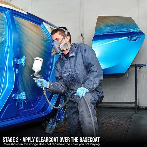 Restoration Shop - Cobalt Blue Firemist Urethane Basecoat with Clearcoat Auto Paint - Complete Slow Gallon Paint Kit - Professional High Gloss Automotive, Car, Truck Refinish Coating in Saudi Arabia