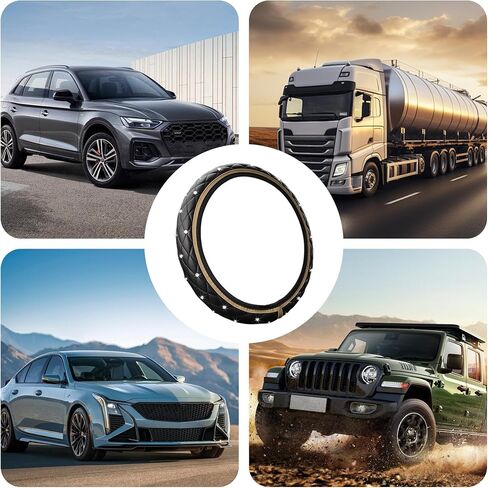 Bling Leather Steering Wheel Cover, 15 Inch Anti-Slip Elastic Auto Steering Wheel Protector with Sparkling Diamond for Women Girls, Universal Vehicle Decor Accessories for Most Cars (Black) in Kuwait