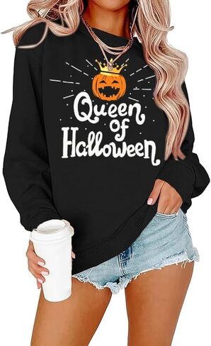 تي شيرتات نسائية بأكمام طويلة وقمصان فضفاضة فضفاضة وبلوفر ومطبوع عليها حروف in Kuwait