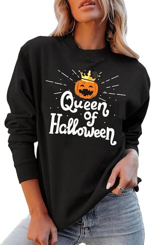 تي شيرتات نسائية بأكمام طويلة وقمصان فضفاضة فضفاضة وبلوفر ومطبوع عليها حروف in Kuwait