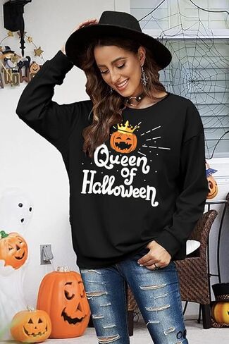 تي شيرتات نسائية بأكمام طويلة وقمصان فضفاضة فضفاضة وبلوفر ومطبوع عليها حروف in Kuwait