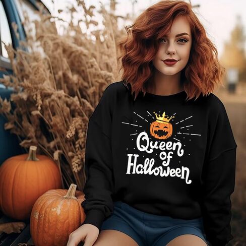 تي شيرتات نسائية بأكمام طويلة وقمصان فضفاضة فضفاضة وبلوفر ومطبوع عليها حروف in Kuwait