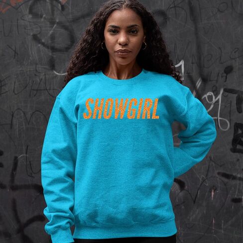 Showgirl Orange Glitter Adult Crewneck Sweatshirt, Soft Fleece, Graphic Pullover in Saudi Arabia