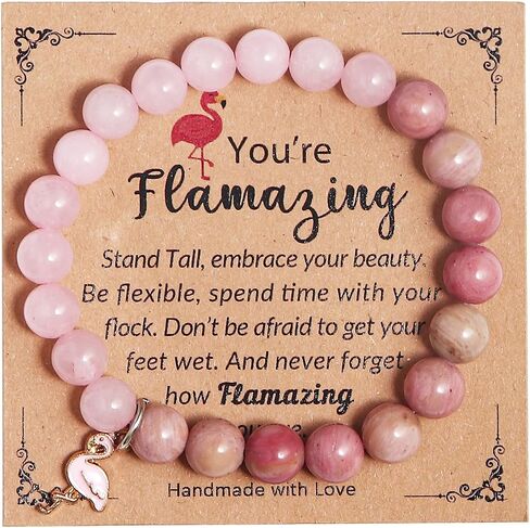 COLORFUL BLING Healing Crystal Beaded Stretch Bracelet Never Forget How Flamazing You Are Flamingo Bracelet Gifts Natural Stone Inspirational Bracelet for Women Girls in Saudi Arabia