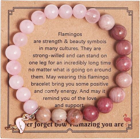 COLORFUL BLING Healing Crystal Beaded Stretch Bracelet Never Forget How Flamazing You Are Flamingo Bracelet Gifts Natural Stone Inspirational Bracelet for Women Girls in Saudi Arabia