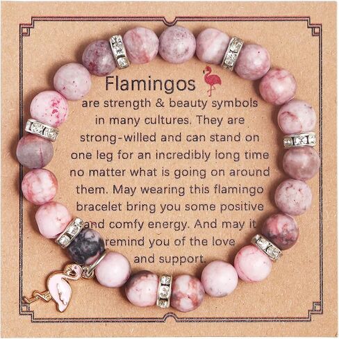 COLORFUL BLING Healing Crystal Beaded Stretch Bracelet Never Forget How Flamazing You Are Flamingo Bracelet Gifts Natural Stone Inspirational Bracelet for Women Girls in Saudi Arabia