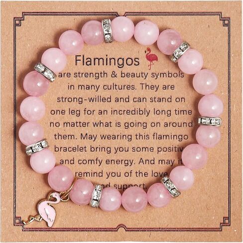 COLORFUL BLING Healing Crystal Beaded Stretch Bracelet Never Forget How Flamazing You Are Flamingo Bracelet Gifts Natural Stone Inspirational Bracelet for Women Girls in Saudi Arabia