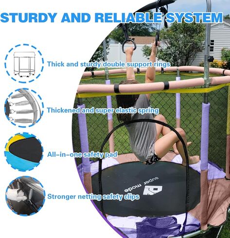 Trampoline for Kids, 5FT Adjustable Toddler Trampoline, Indoor/Outdoor Baby Trampoline with Enclosure Net, Gifts for Boys & Girls in Kuwait