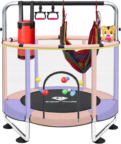 Trampoline for Kids, 5FT Adjustable Toddler Trampoline, Indoor/Outdoor Baby Trampoline with Enclosure Net, Gifts for Boys & Girls in Kuwait