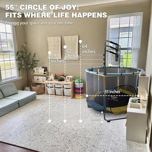 Trampoline for Kids, 5FT Adjustable Toddler Trampoline, Indoor/Outdoor Baby Trampoline with Enclosure Net, Gifts for Boys & Girls in Saudi Arabia