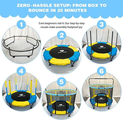 Trampoline for Kids, 5FT Adjustable Toddler Trampoline, Indoor/Outdoor Baby Trampoline with Enclosure Net, Gifts for Boys & Girls in Saudi Arabia