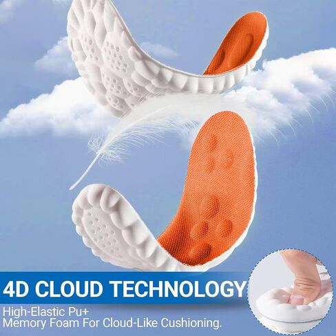 4D Cloud Soles Memory Foam Insoles for Men &Women,Adjustable Size 4D Memory Foam. Arch Suppor Shoe Inserts with Acupressure Massage in Saudi Arabia