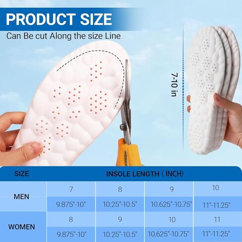 4D Cloud Soles Memory Foam Insoles for Men &Women,Adjustable Size 4D Memory Foam. Arch Suppor Shoe Inserts with Acupressure Massage in Saudi Arabia