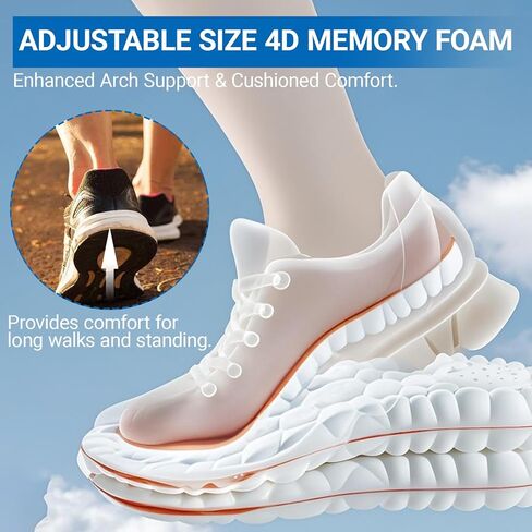 4D Cloud Soles Memory Foam Insoles for Men &Women,Adjustable Size 4D Memory Foam. Arch Suppor Shoe Inserts with Acupressure Massage in Saudi Arabia