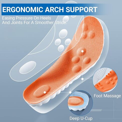 4D Cloud Soles Memory Foam Insoles for Men &Women,Adjustable Size 4D Memory Foam. Arch Suppor Shoe Inserts with Acupressure Massage in Saudi Arabia