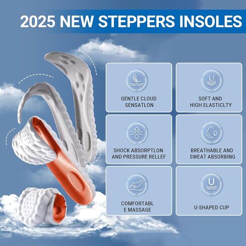 4D Cloud Soles Memory Foam Insoles for Men &Women,Adjustable Size 4D Memory Foam. Arch Suppor Shoe Inserts with Acupressure Massage in Saudi Arabia