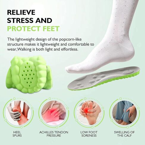 SolaraPickleball Insoles for Men Women, 4D Memory Foam Arch Support Inserts, Shock Absorbing, Anti-Slip Massage Support, Breathable Comfort for Walking & Sports(Green, Men 6-7/Women 8-9) in Saudi Arabia