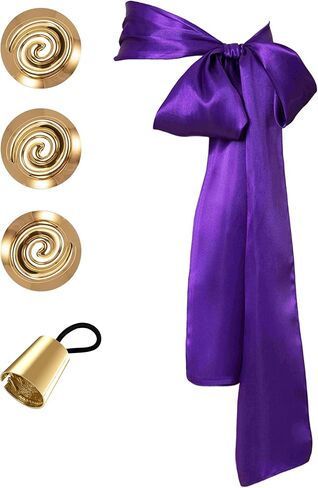 5PCS Halloween Costume Accessories Women Purple Belt Golden Spiral Brooch Hairband Princess Dress up Party in Saudi Arabia