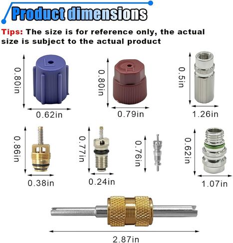15PCS Car Air Conditioning Valve Core Kit, R12 R134A Teflon Seal Cap Valve Kit with Removal Tool for High Low-Pressure A/C Service Port, Car & HVAC AC Refrigerant Tool in Saudi Arabia