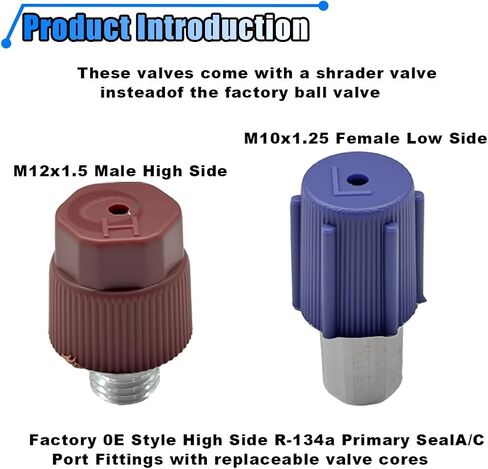15PCS Car Air Conditioning Valve Core Kit, R12 R134A Teflon Seal Cap Valve Kit with Removal Tool for High Low-Pressure A/C Service Port, Car & HVAC AC Refrigerant Tool in Saudi Arabia