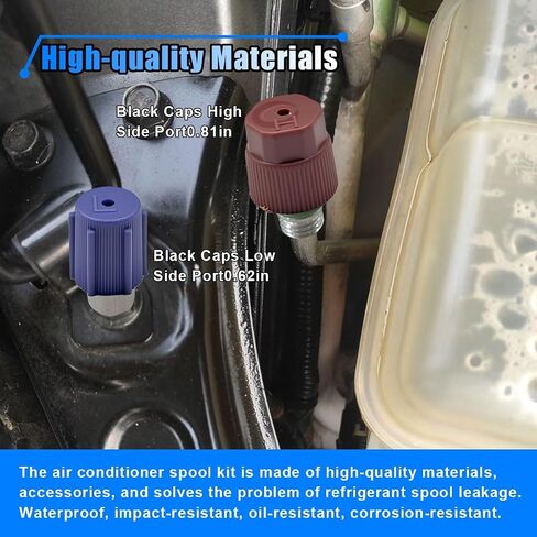 15PCS Car Air Conditioning Valve Core Kit, R12 R134A Teflon Seal Cap Valve Kit with Removal Tool for High Low-Pressure A/C Service Port, Car & HVAC AC Refrigerant Tool in Saudi Arabia