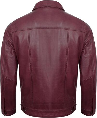 Leather Jacket For Men - Real Lambskin Polo Collar Premium Vintage Trucker Mens Leather Jackets in Saudi Arabia