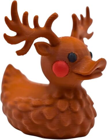 Reindeer Duck Figurine – Festive Car Dashboard & Desk Decor – Holiday Collectible – 3D Printed in Canada in Saudi Arabia