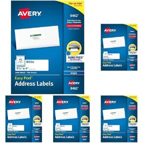 Avery Easy Peel Printable Address Labels with Sure Feed, 1-1/3" x 4", White, 1,400 Blank Mailing Labels (08462) in Kuwait