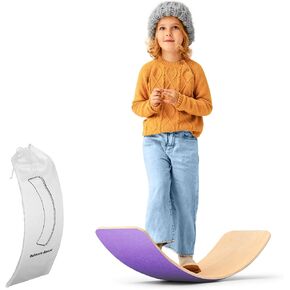 Wooden Wobble Balance Board 32 Inch - For Kids, Teens, and Toddlers, Montessori Waldorf Toy Rocker - Gift for Kids and Adults, Rocker Board for Teens - Bag Cover for Board test in Kuwait