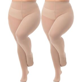 Plus Size Tights for Women, Run-Resistant High Waist Oversize Pantyhose, Semi Opaque Nylon Tights 1X, 2X, 3X, 4X in Saudi Arabia