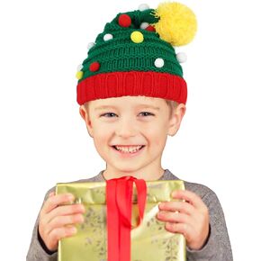 CCINEE Christmas Tree Knitted Beanies Hat Crochet Santa Hat Elf Hats for Kids with Plush Ball Winter Handmade Warm Cap for Toddler Xmas Decoration Party Gifts in Saudi Arabia