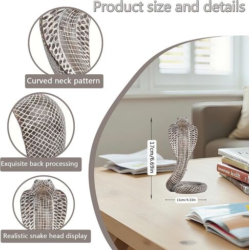 Mingzhang Realistic Cobra Snake Resin Statue - Snake Figurine for Home, Indoor/Outdoor Snake Decor for Home Office Desk, Unique Collectible Gift for Reptile & Snake Lovers in Saudi Arabia