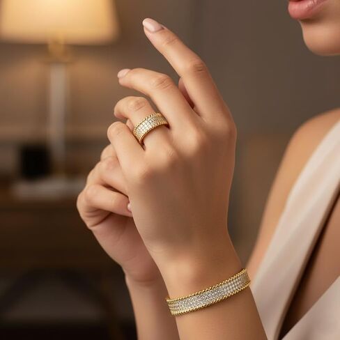 14K Bangle Bracelet with Sparkling Cubic Zirconia – Elegant Single Bangle for Women in Saudi Arabia