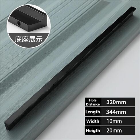 Silver Black Kitchen Cabinet Aluminum Pulls Drawer Furniture Cupboard Wardrobe Hardware 1Pcs(206-128mm Black) in Saudi Arabia