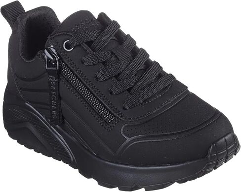 Skechers Kids Girls Uno Lite-Easy Zip Sneaker, Black/Black, 5.5 Big Kid in Saudi Arabia