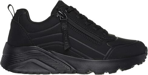 Skechers Kids Girls Uno Lite-Easy Zip Sneaker, Black/Black, 5.5 Big Kid in Saudi Arabia