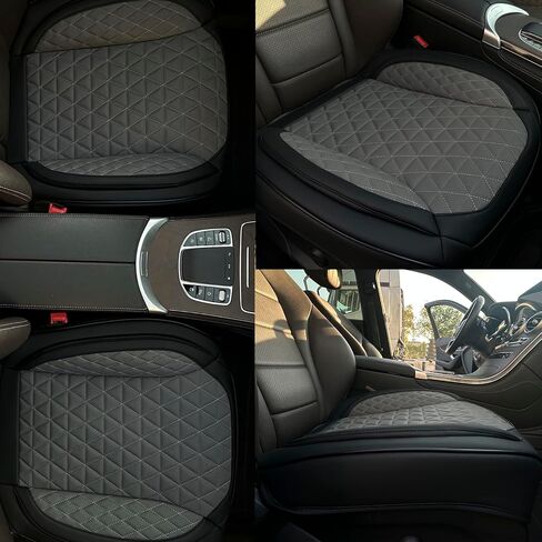 2 Pack Leather Front Car Seat Cover Bottom Only, Anti-Slip Padding Seat Cushion, Full Wrap Seat Protector with Storage Function Universal Fit for Most Cars, SUV, Pick-up Trucks (Beige) in Saudi Arabia