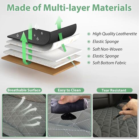 2 Pack Leather Front Car Seat Cover Bottom Only, Anti-Slip Padding Seat Cushion, Full Wrap Seat Protector with Storage Function Universal Fit for Most Cars, SUV, Pick-up Trucks (Beige) in Saudi Arabia