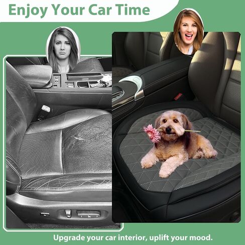 2 Pack Leather Front Car Seat Cover Bottom Only, Anti-Slip Padding Seat Cushion, Full Wrap Seat Protector with Storage Function Universal Fit for Most Cars, SUV, Pick-up Trucks (Beige) in Saudi Arabia