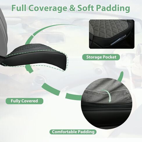 2 Pack Leather Front Car Seat Cover Bottom Only, Anti-Slip Padding Seat Cushion, Full Wrap Seat Protector with Storage Function Universal Fit for Most Cars, SUV, Pick-up Trucks (Beige) in Saudi Arabia