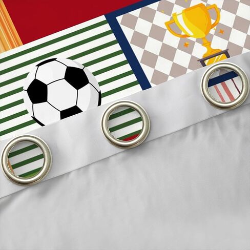 Boys Football Window Curtain Cartoon Ball Sports Themed Curtains for Kids Teens Child Room Decor Colorful Geometric Grid Stripes Window Treatment Curtain Cute Baseball Rugby Window Drapes in Saudi Arabia