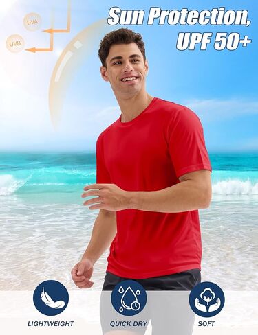 MAGCOMSEN 5 Pack Men's Short Sleeve UPF 50+ Shirts Dry Fit Athletic Rash Guard Workout Running Swim Gym Performance Tshirts in Saudi Arabia