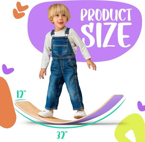 Wooden Wobble Balance Board 32 Inch - For Kids, Teens, and Toddlers, Montessori Waldorf Toy Rocker - Gift for Kids and Adults, Rocker Board for Teens - Bag Cover for Board test in Kuwait