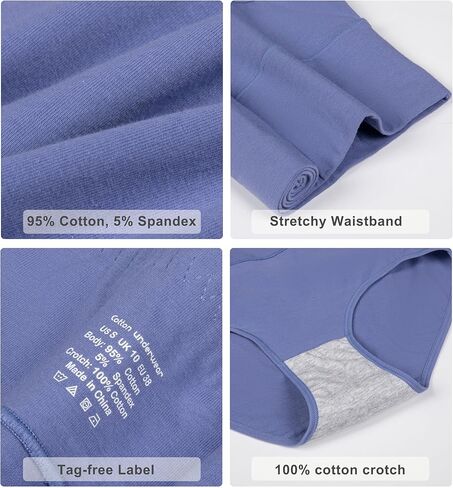 ملابس داخلية نسائية بمقاس كبير XL-5XL سراويل داخلية قطنية عالية الخصر للنساء بتغطية كاملة، 4 قطع in Kuwait