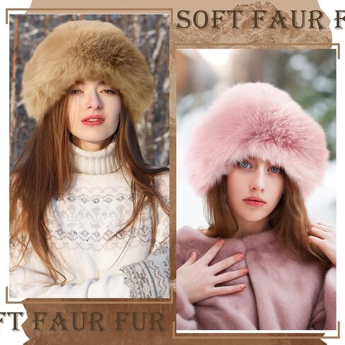 Patelai 4 Pcs Women's Winter Faux Fur Bucket Hat Fisherman Fuzzy Bucket Hat Mongolian Fisherman Cap Beanie for Outdoor in Saudi Arabia